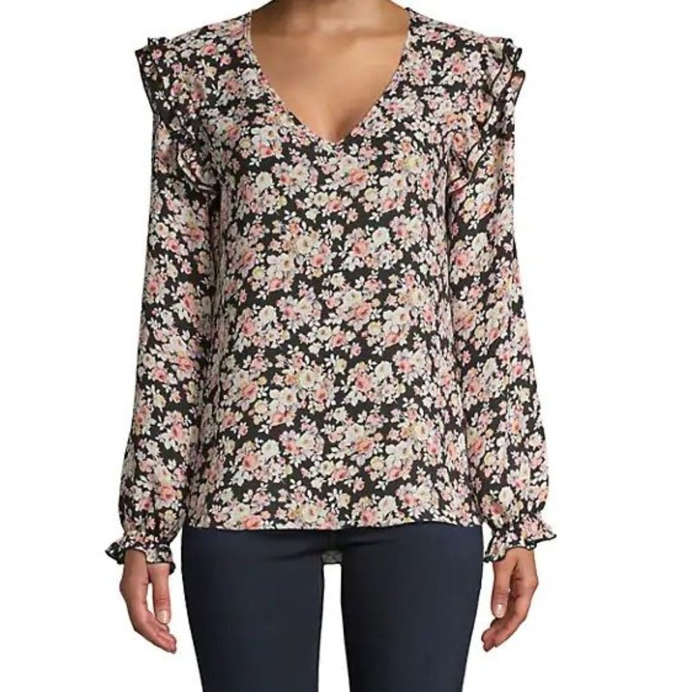 SUPPLY & DEMAND Peggy Dark Floral Print Blouse from Saks NWT